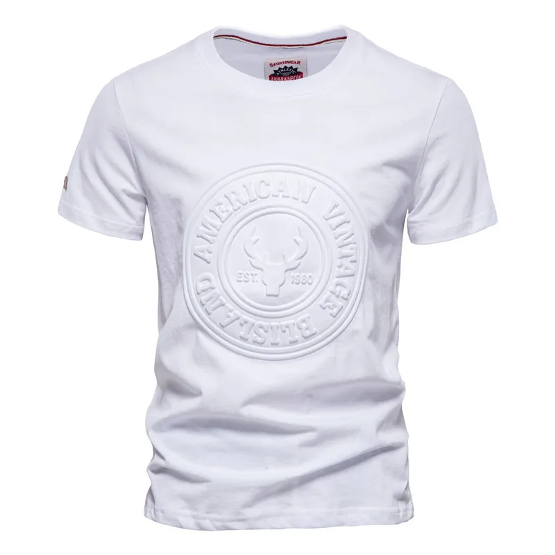 Loose fit  Wholesale OEM Custom Fashion Embossed Tee shirt 100% Cotton Embossed T Shirt