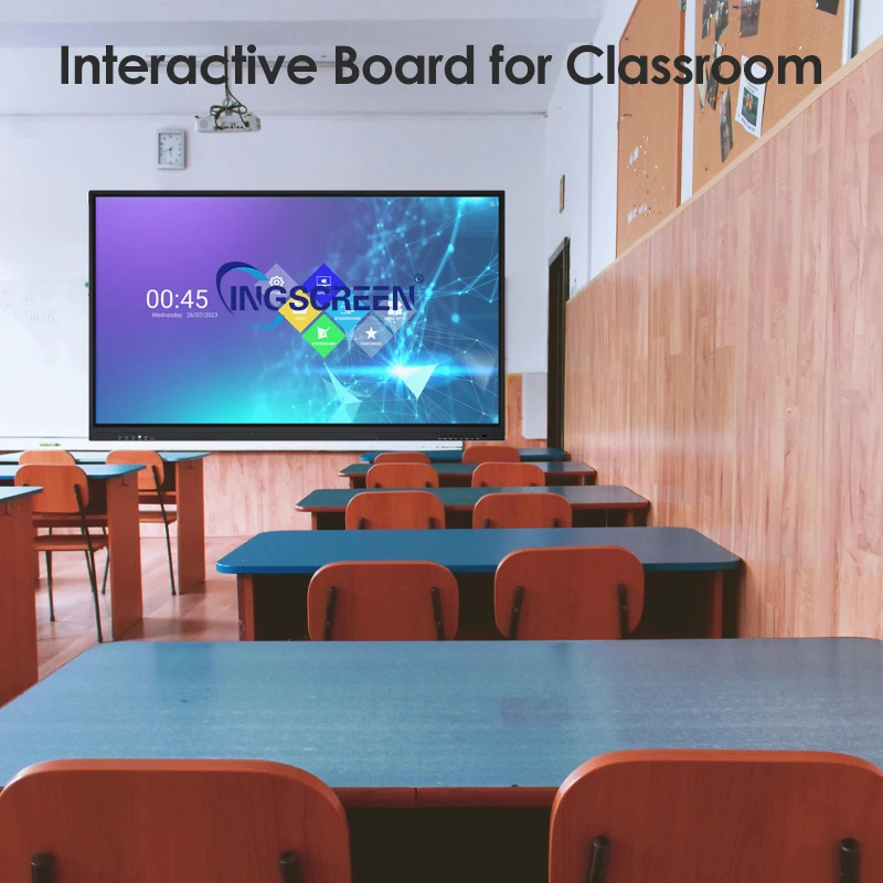 INGSCREEN 75inch 12series Smooth Writing Wireless screen sharing 4k 120hz Android14 touch whiteboard school interactive panel
