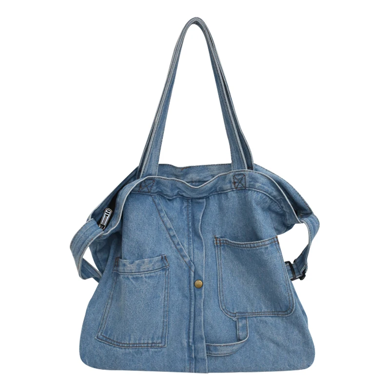 Fashion retro portable shopping large capacity casual denim Academy wind Harajuku canvas one-shoulder crossbody bag
