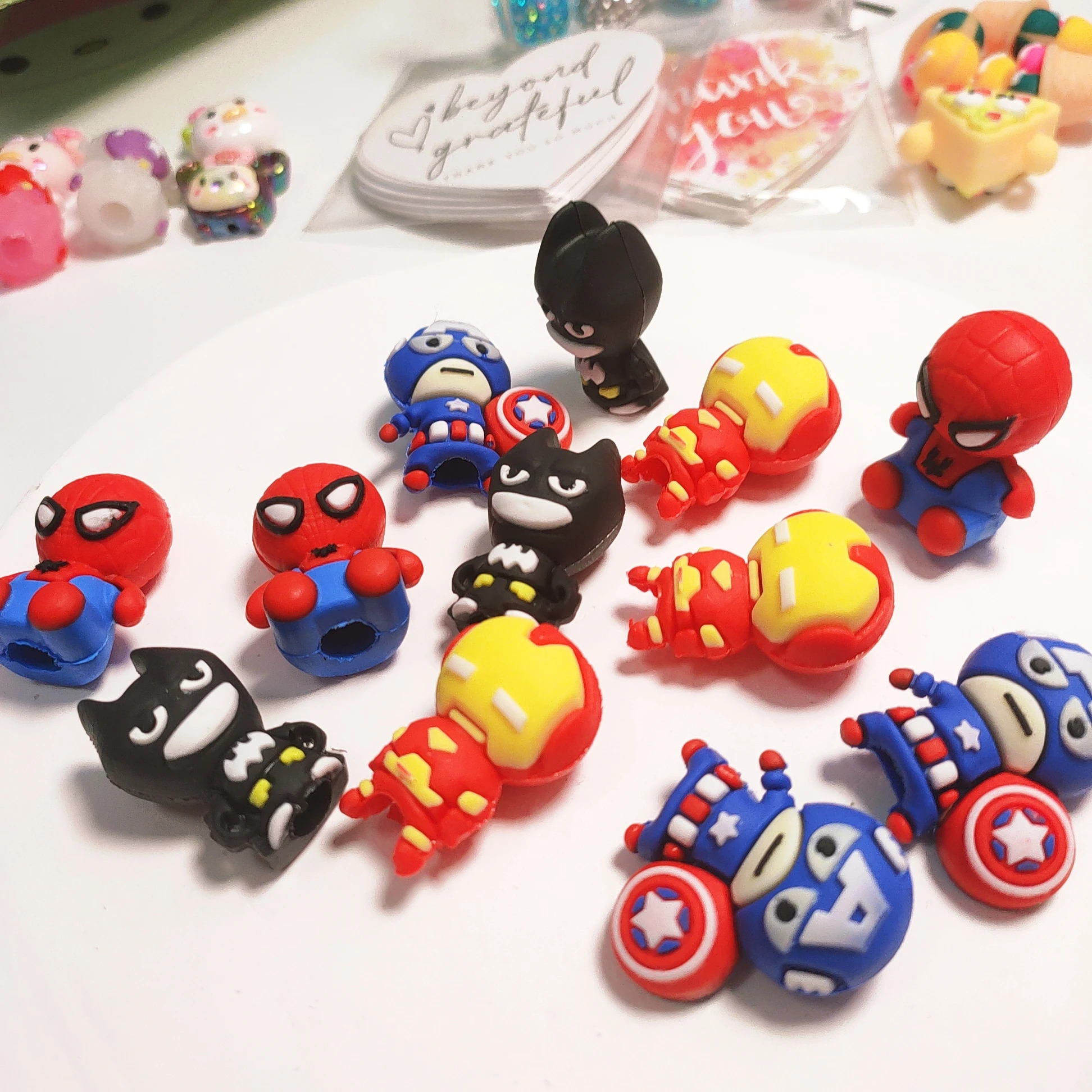 New Arrival DIY Custom Soft PVC Pen Cap 3D Cartoon Superhero Silicone Pencil Cover Ornament 2D Jewelry Making Toys
