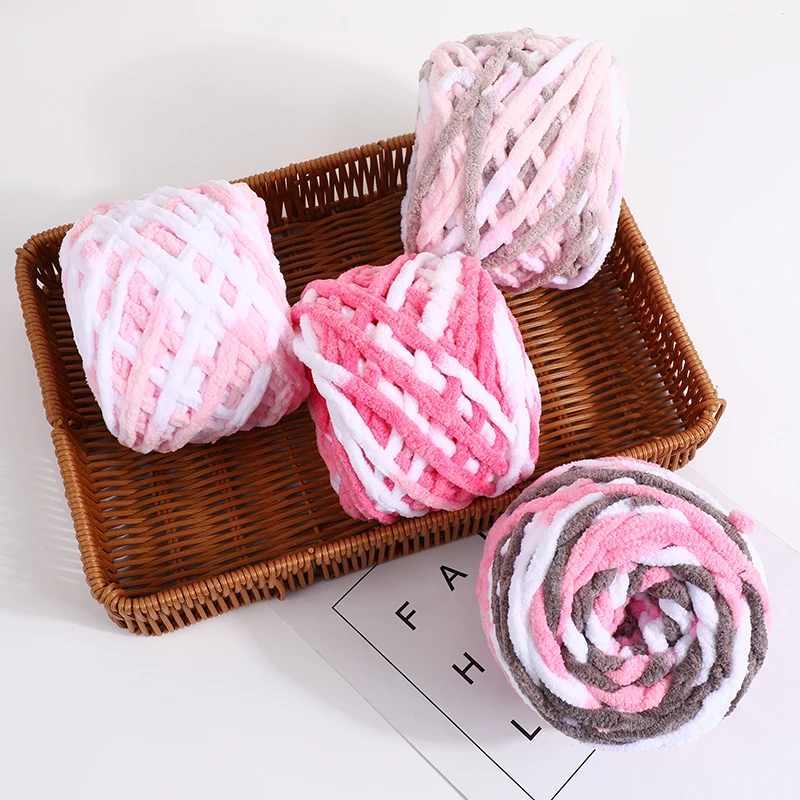 
 Factory Direct Sale DIY Braided Line Ice Striped Yarn Knitted Scarf Ice Striped Polyester Thread  