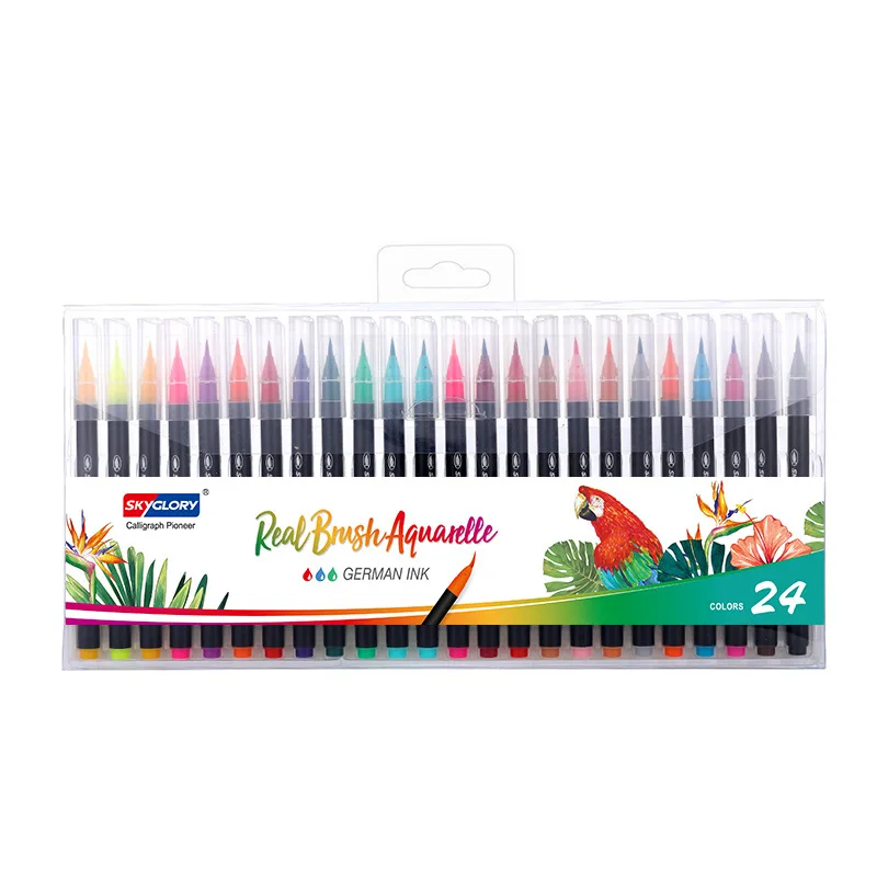 factory price  12/24/36 /48/100 Color watercolor brush pen set includes fountain pen set for kids adults