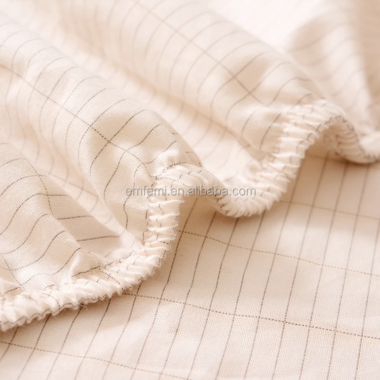 Grounding Fitted Sheet with 15 feet Grounding Cord, 5% Silver Fiber & 95% Cotton Fiber,  for Better Sleep EMF Protection