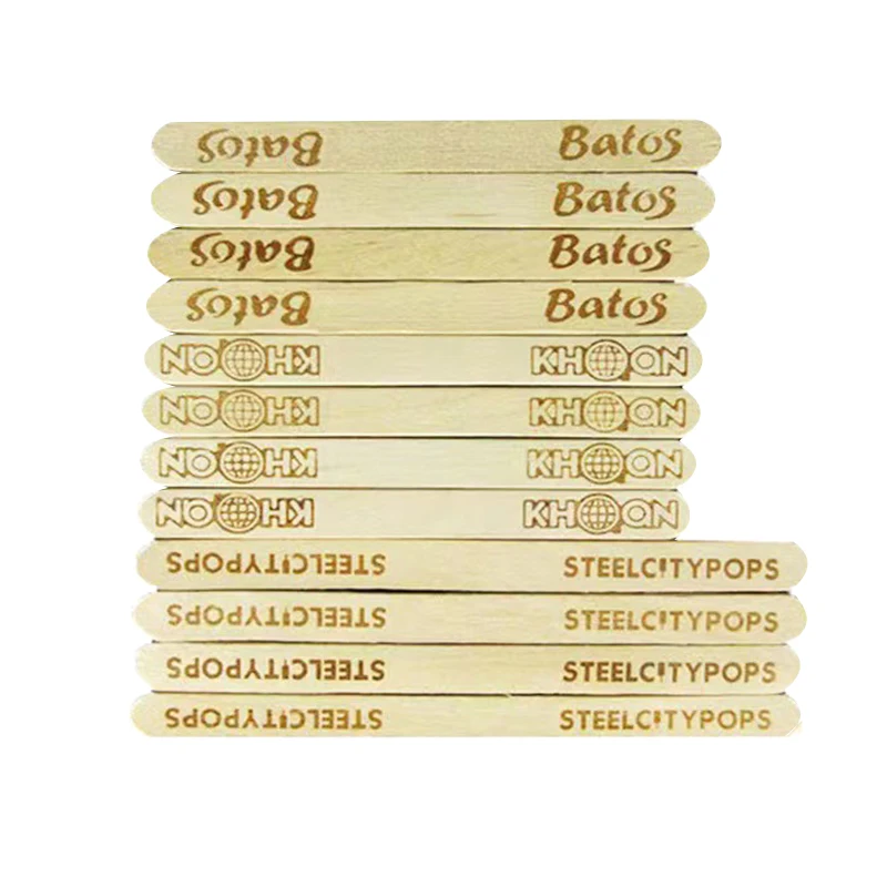 House Use Hot Stamped Natural Color Eco Friendly Disposable 114cm Round Straight Wooden Ice Cream stick with logo branding