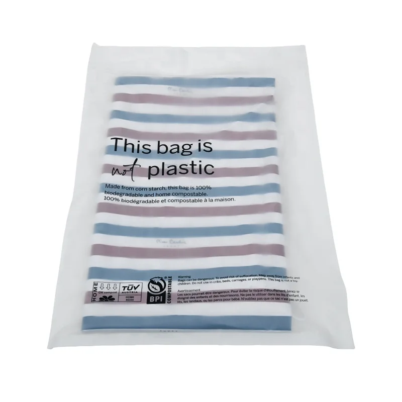 Wholesale 100% biodegradable and compostable corn starch plastic self adhesive bags