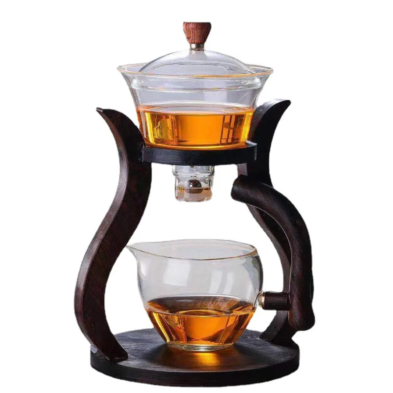 Wholesale Glass Teapot Set Automatic Lazy Tea Set With Magnetic Tea Infuser  Kungfu Heat-Resistant Teapot Set