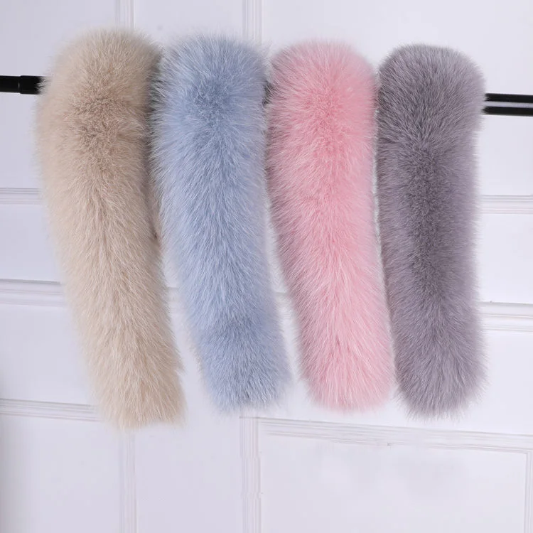 Индивидуальная модная одежда с меховым капюшоном теплая пуховая куртка Женское пальто воротник пушистый синий лисий мех