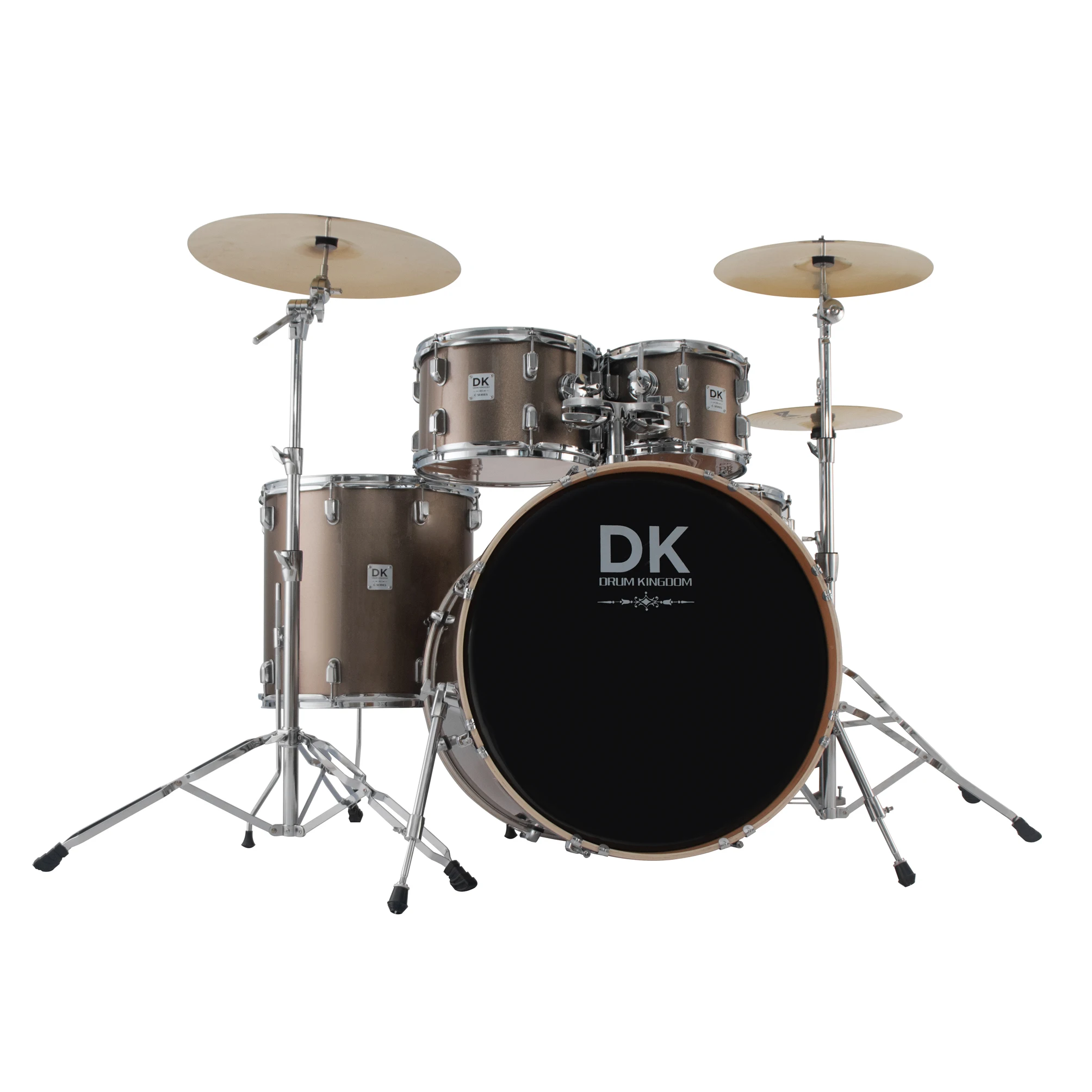 PVC wrap poplar acoustic drum kit with clear drum heads