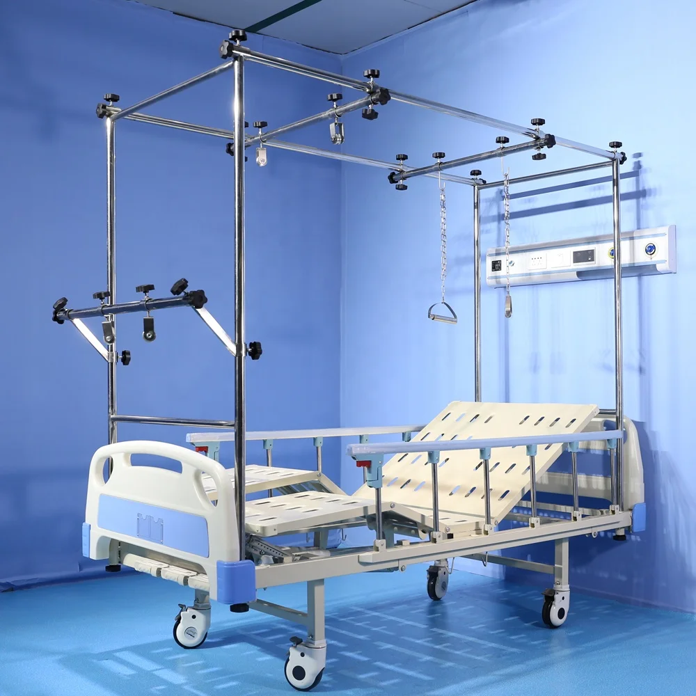 Competitive Price 4 Crank Hospital Medical Bed Hospital Furniture Clinic Patient Bed Manual Nursing Care Bed With Mattress