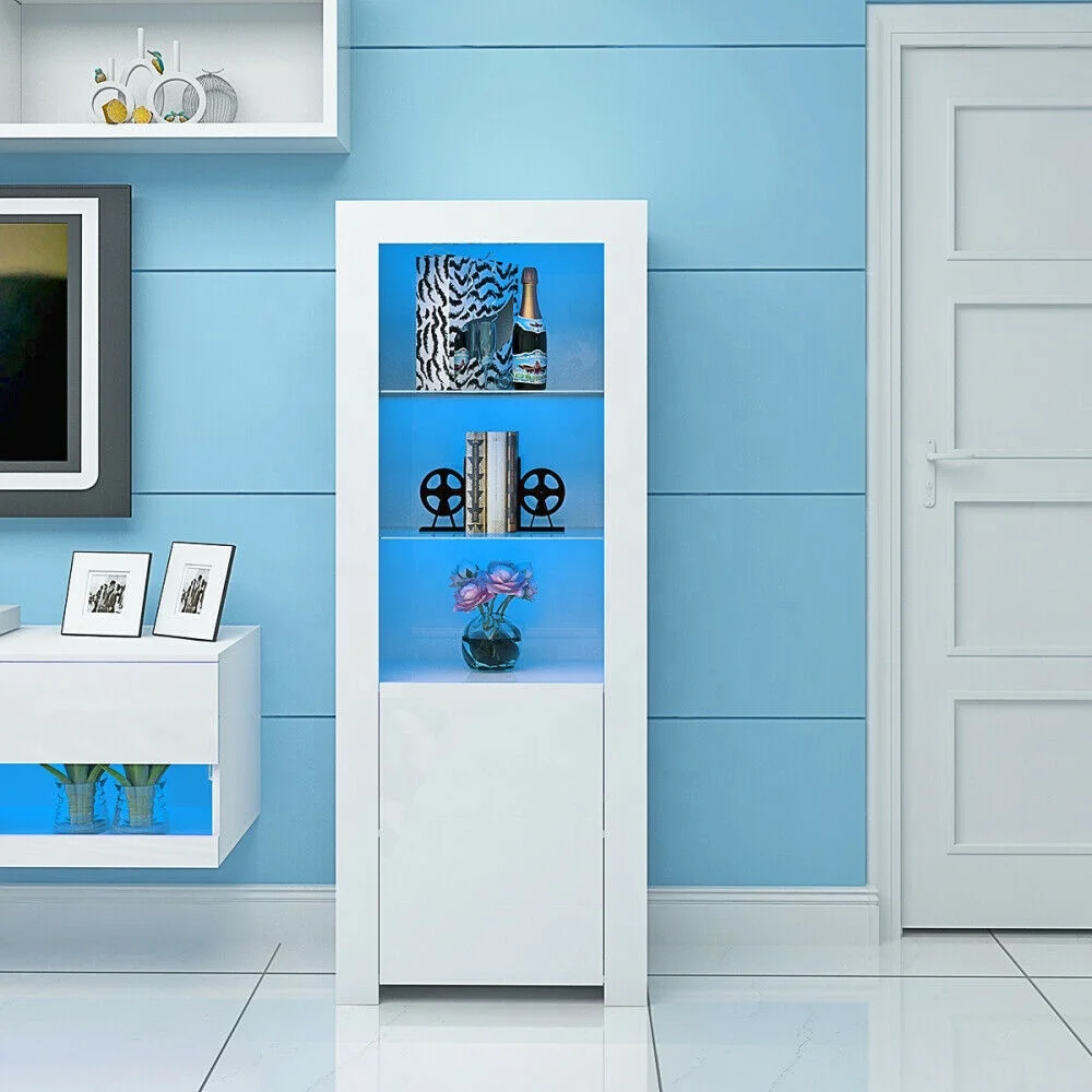 glass shelves gloss door home living room furniture narrow tall wood whisky display cabinet with glass door