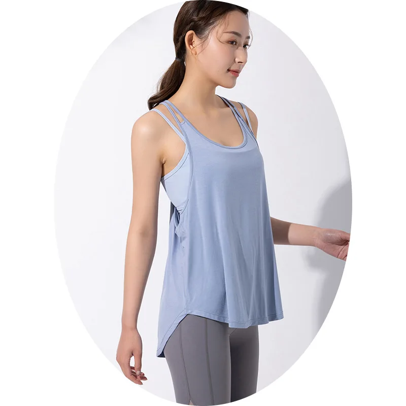 
2021 Fashion Sexy Top Wear Quick Dry Ladies Loose Back Vest Tank Top Yoga Women Sublimation 