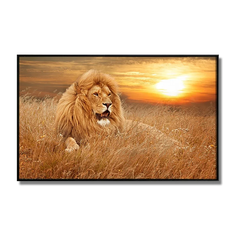 Art Works Crystal porcelain Painting Lion Animal Pictures Wall Art Living Room Modern Artwork Painting