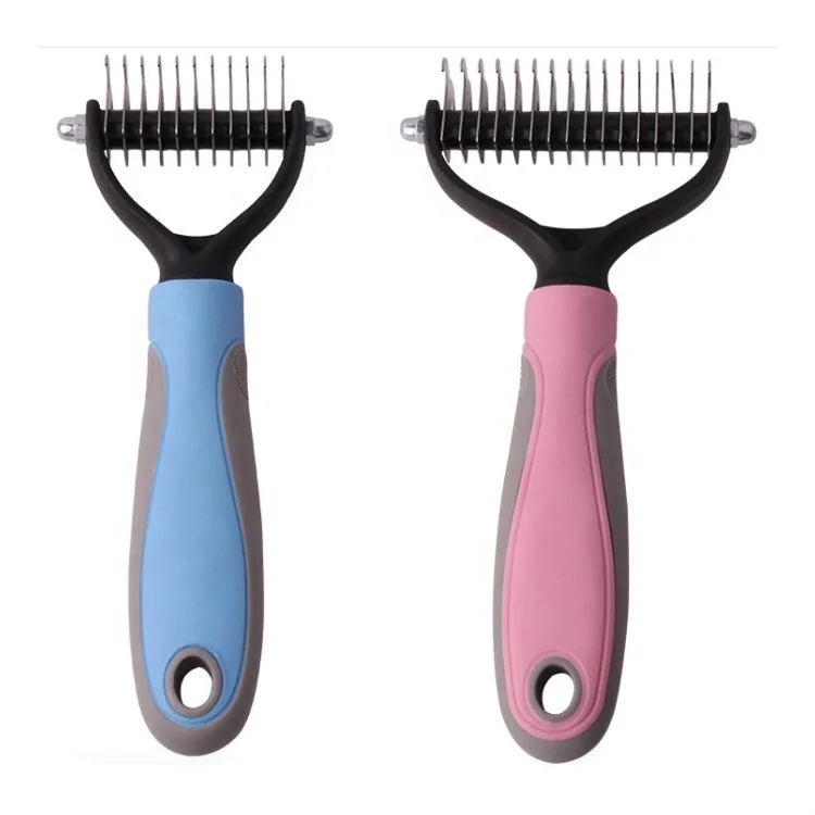 Dog Hair Grooming Slicker Brush Clean Comb Pet Grooming Tool with 2 Sided Undercoat Rake for Cats and Dogs
