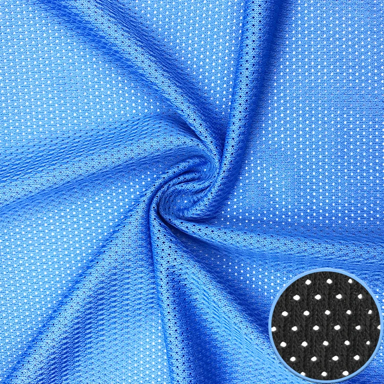 Luxury blue clothing tulle fabric quick-drying fabric 100% polyester mesh fabric can be customized elastic polyester mesh