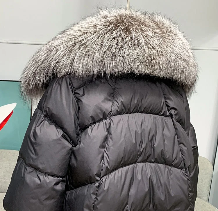 Женский пуховик с отделкой из натурального Лисьего меха зимняя легкая теплая парка гусиным пухом