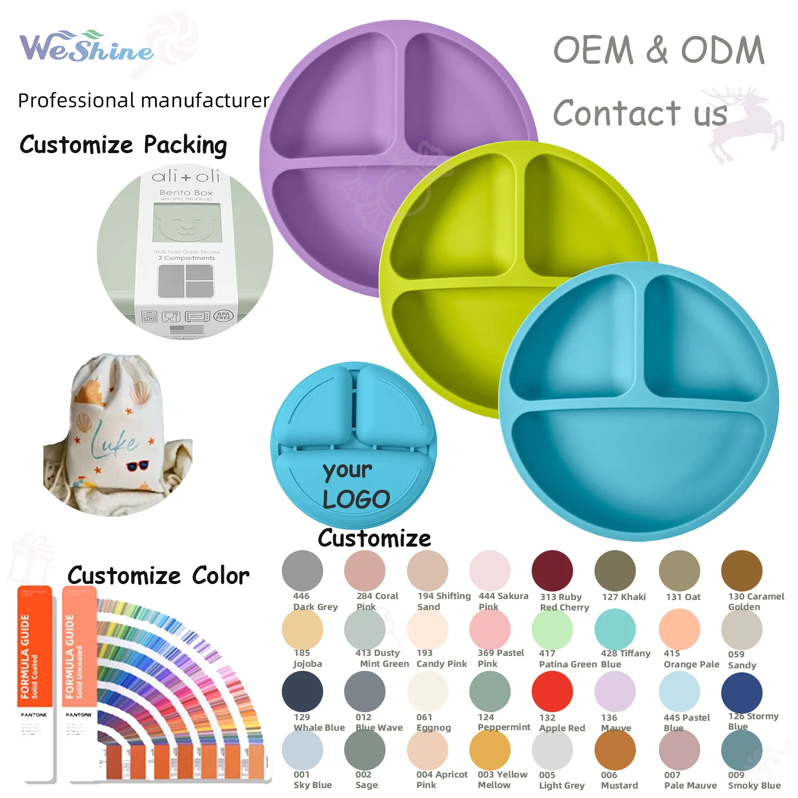 Silicone Child Plate Baby Plates Sets Baby Feeding Dish Suction Baby Silicone Tableware Plate With Spoon Fork