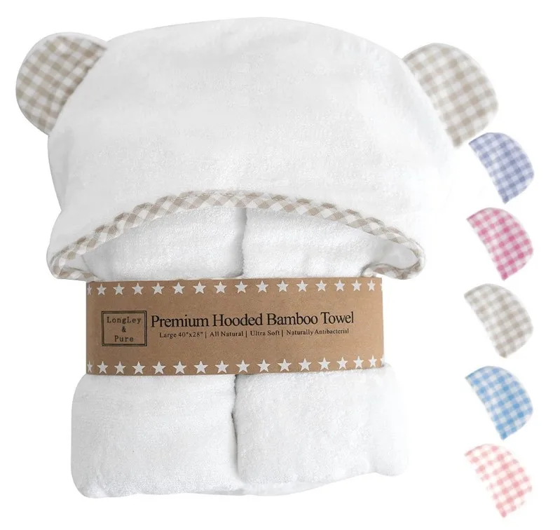 Оптовая продажа с фабрики, бамбуковое однотонное махровое полотенце белого цвета с капюшоном для новорожденных