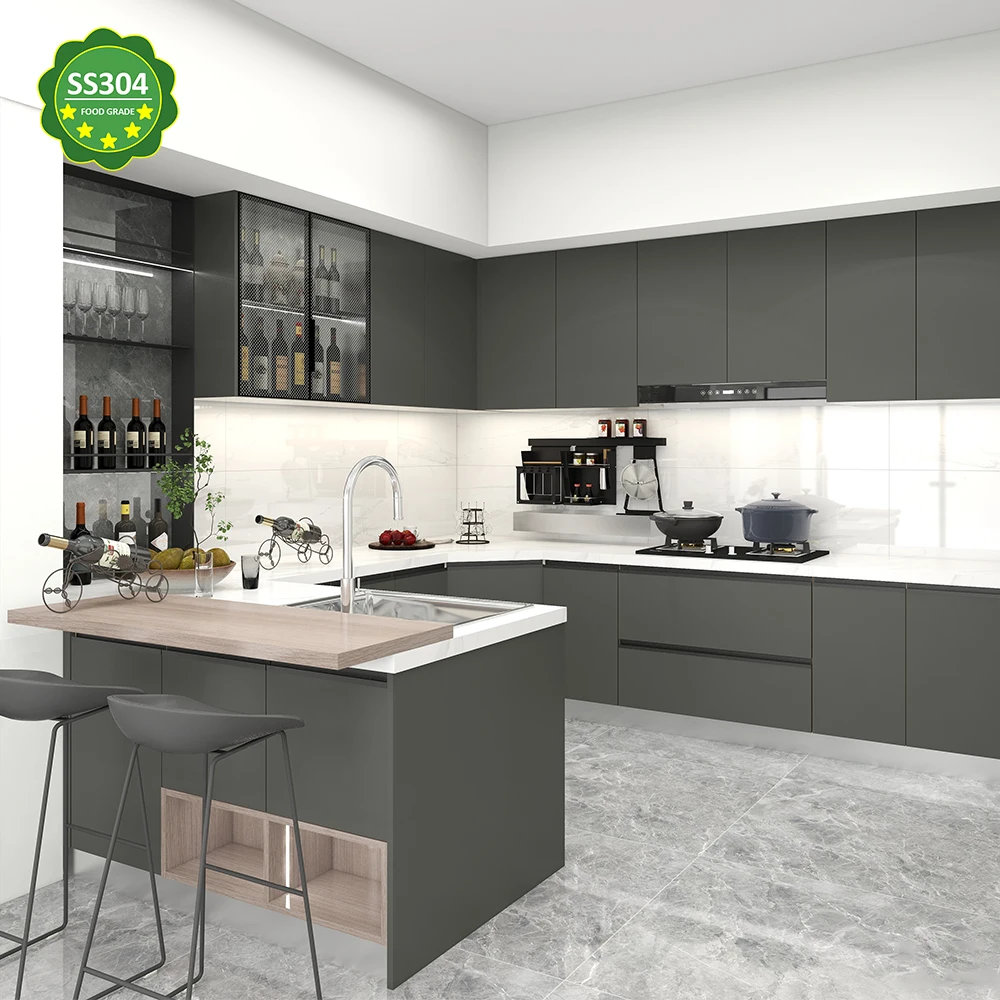 Hyxion Stainless steel corner basket unit set modern whole set kitchen cabinets