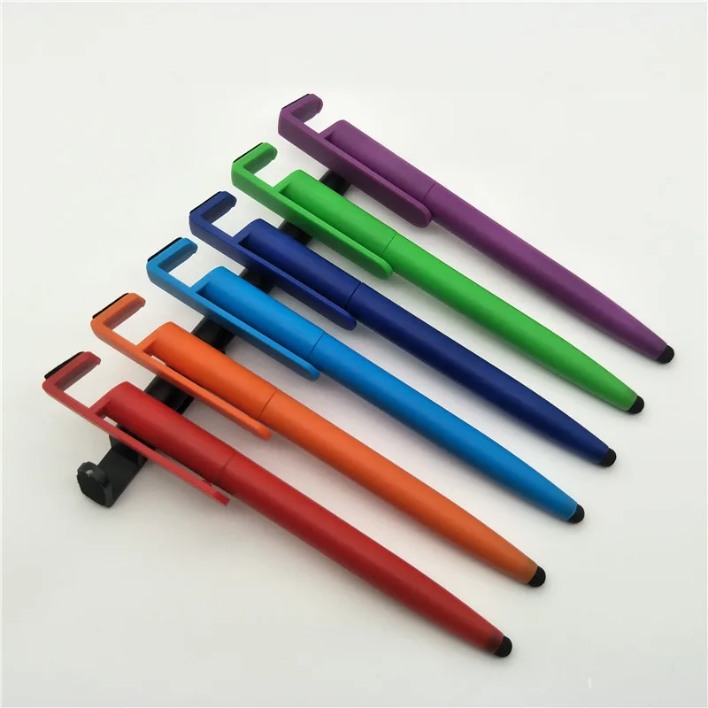 custom multifunction stationery plastic stylus touch screen promotional ball pen with phone holder