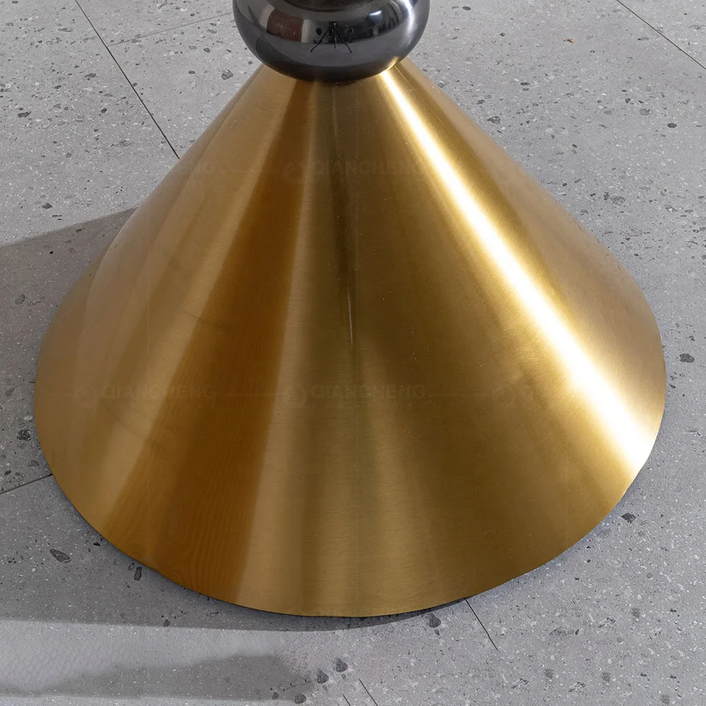 Hot sales modern luxury dinning kitchen white marble gold round dining table