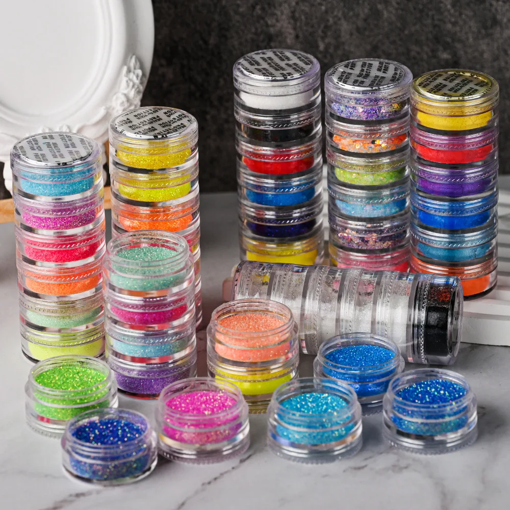 Qianya Neon Nail Powder Eyeshadow Dust Fluoren scence Effect Glitter Nail Pigment Chrome Dust Nail Glitter Decoration Eyeshadow