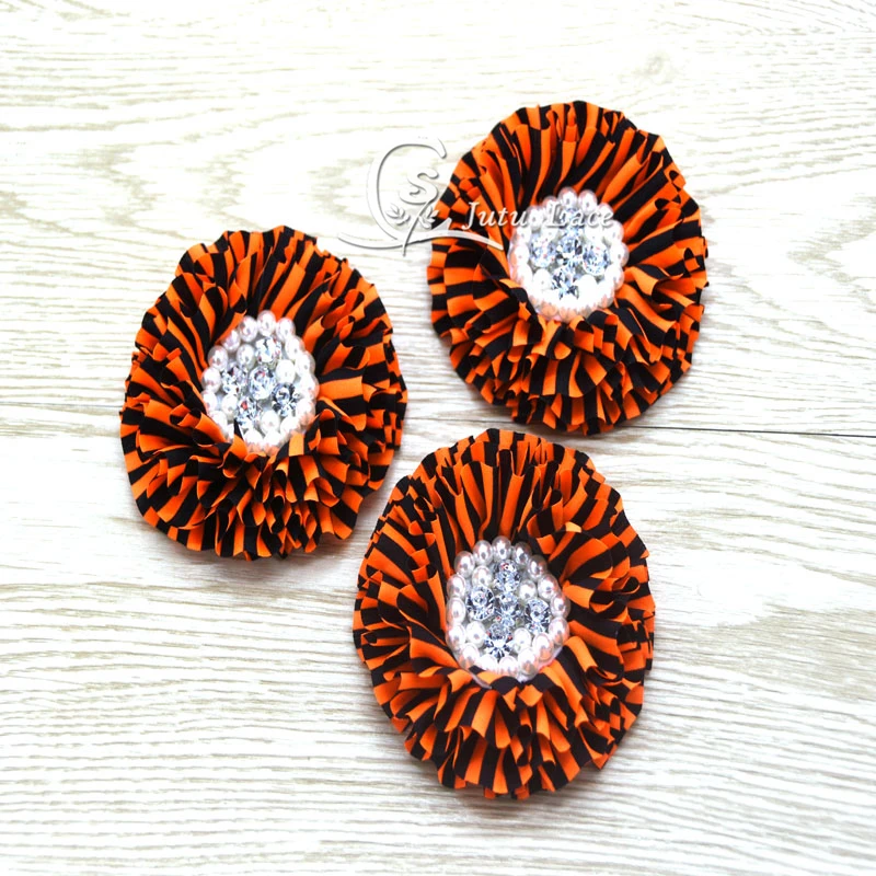 2019 Newest pearl center layer artificial flower with beads- handmade lace/ rhinestone center flowers for Halloween