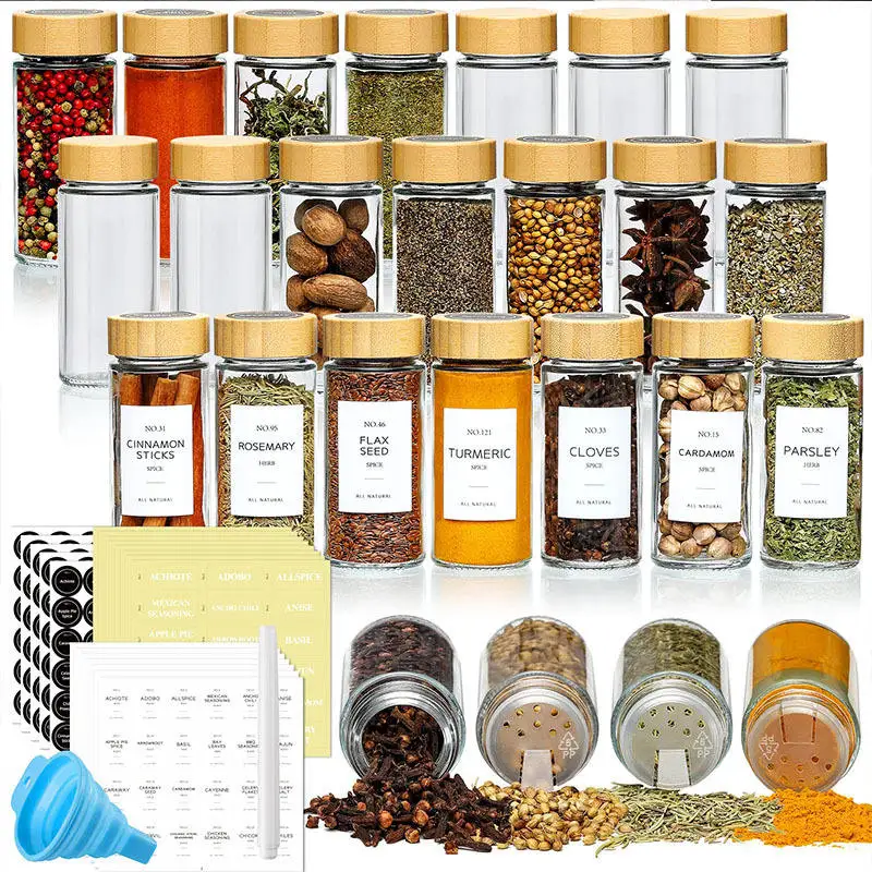 Kitchen Accessories Especiero Wood Top Spice Jar Cristaleria Para Cocina Pot a Epices Kitchen Gadgets Spice Jar With Labels