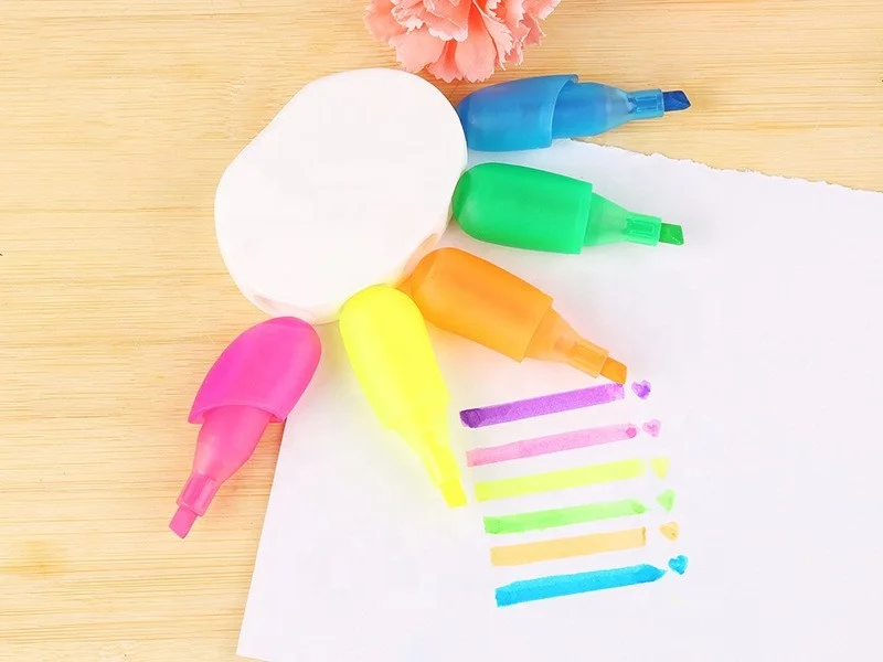 Fancy palm 5 in 1 fingers highlighter pen cute colorful office student marker highlighter pen custom LOGO