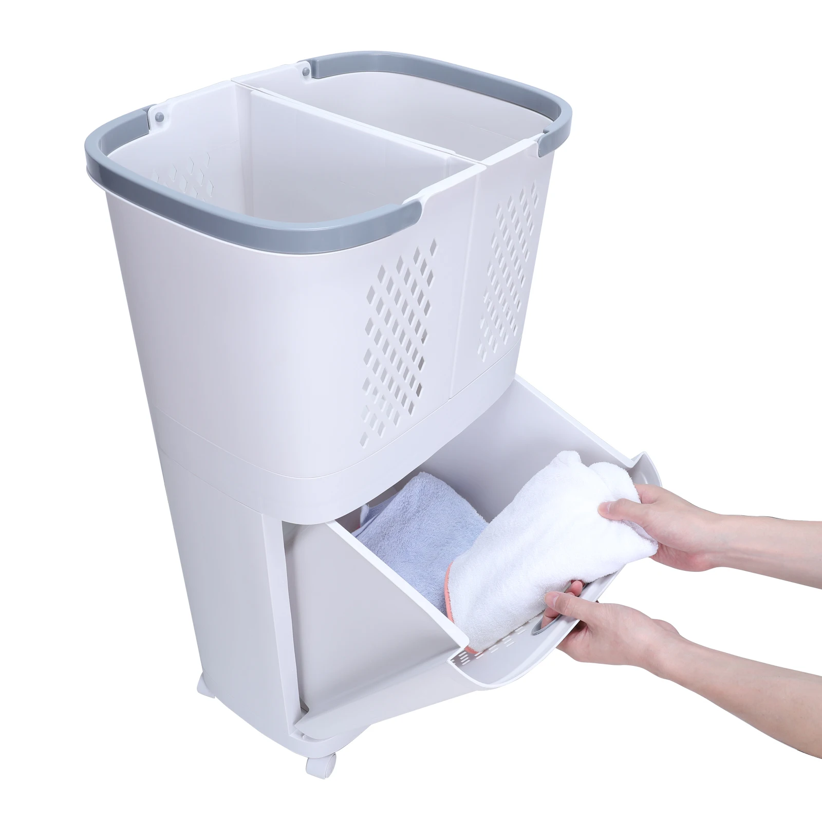 
Two layers plastic laundry wash basket for dirty clothes fruit vegetables wholesale laundry baskets 