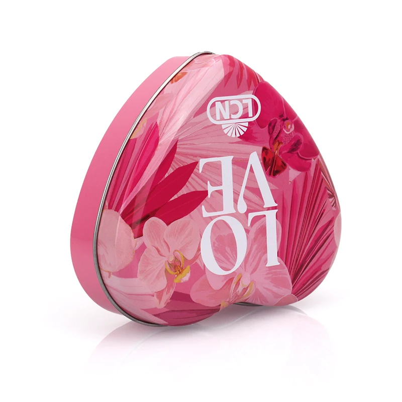 Customized exquisite custom printing recyclable heart shape metal wedding candy  chocolate gift box