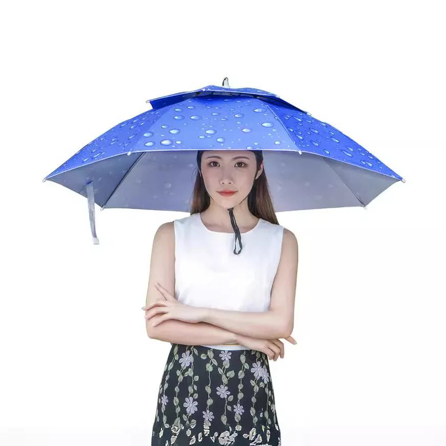 Adjustable Head Umbrella Hat Cap Headwear Umbrella for Fishing Hiking Beach Camping Cap Head Hats Outdoor Sun-proof Custom Logo