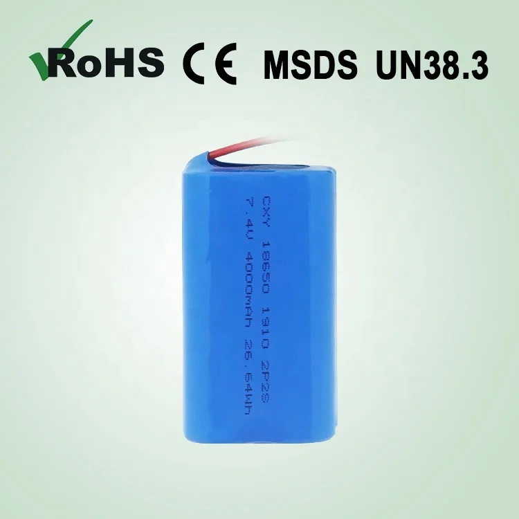 
Real capacity 4000mAh 7.4v 18650-2S2P rechargeable lithium ion battery pack for robot 
