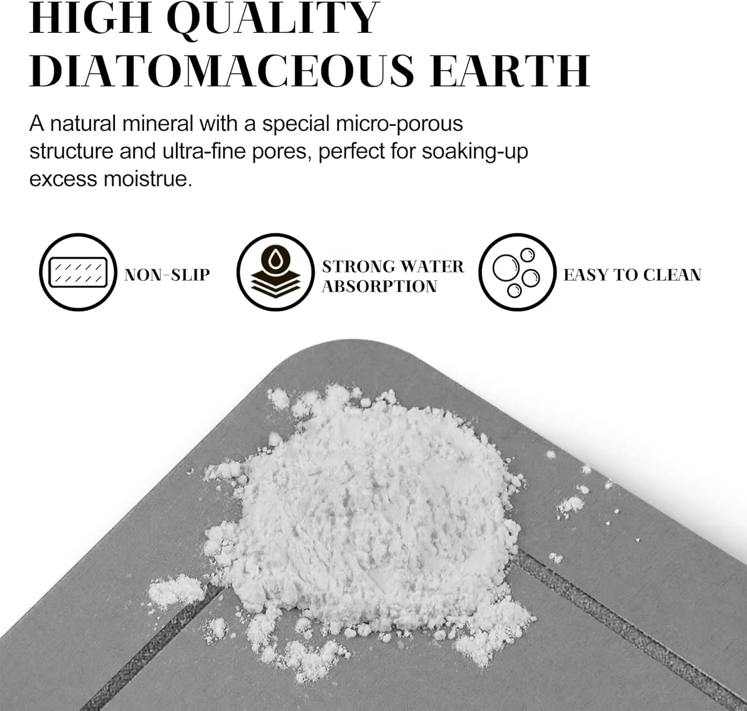 Stone Dish Drying Mat for Kitchen Counter 15.6 x 11.7 Super Absorbent Diatomaceous Earth Dishes Drying Mat with Non-Slip Feet