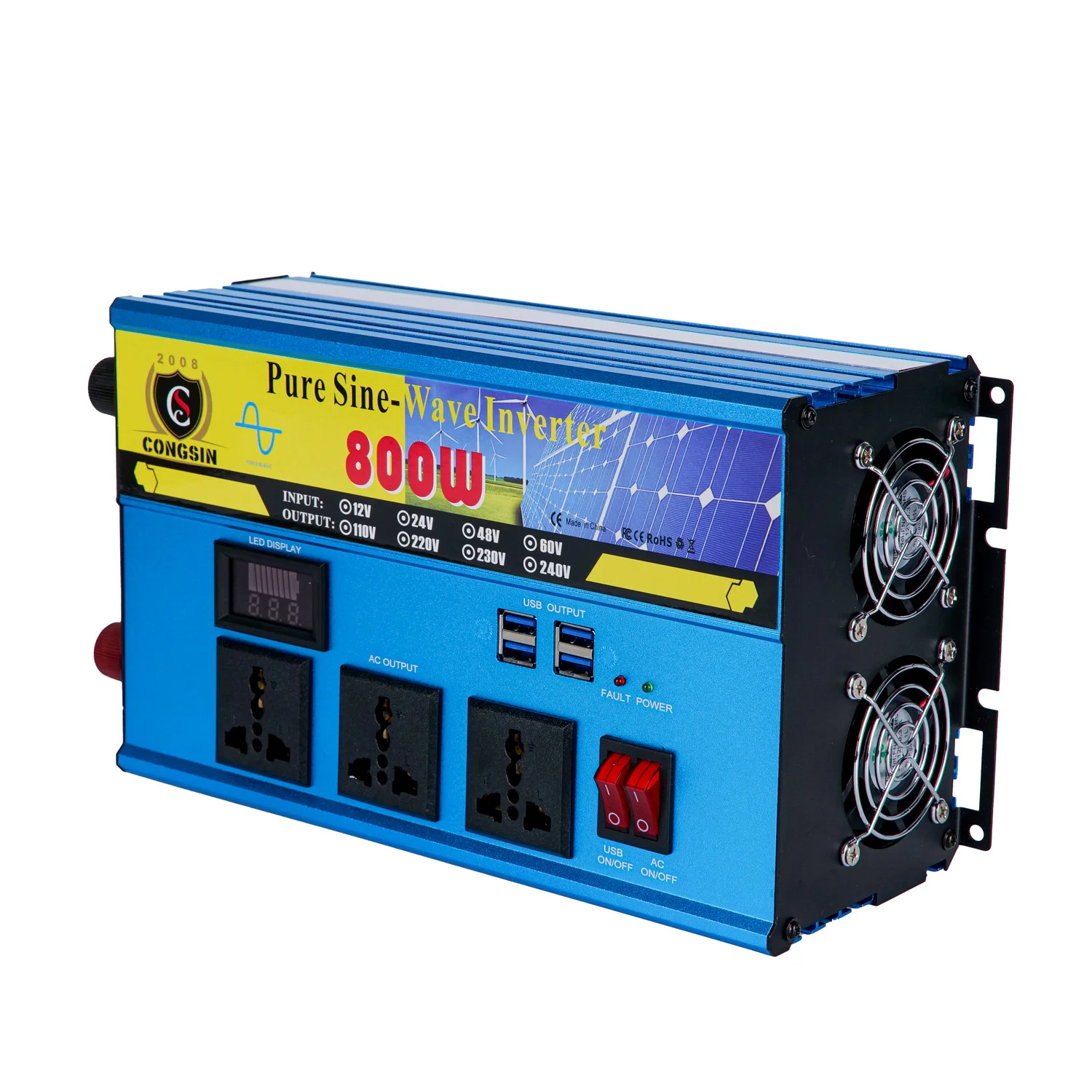 Factory Price 800W Pure Sine Wave Power Inverter 12V 220V DC AC Transformer Real Sine Wave Solar Power Inverters