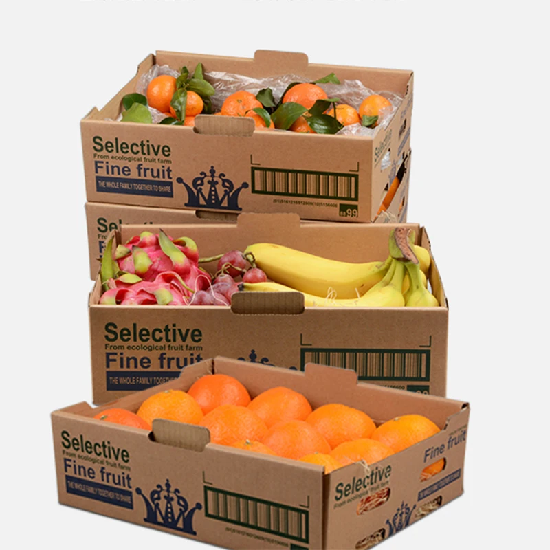 Custom Color Corrugated Folding Cherry Tomato Avocado Mango Banana Kiwi Dragon Fruit Carton Box