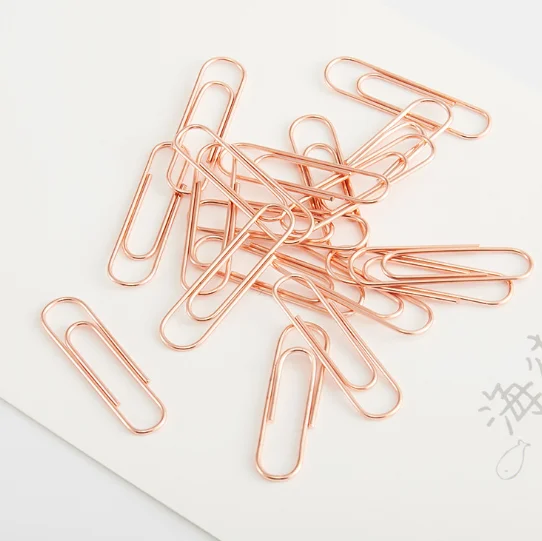 4-in-1 Rose Gold Paperclips Sets Notes Letter Ticket Bookmark Clamp Push Pins Binder Paper Clips for Student Office