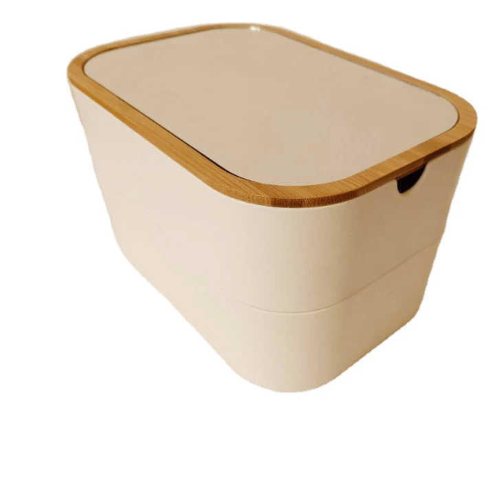 Оптовая продажа, косметичка, органайзер для макияжа, деревянная коробка для Драгоценностей из бамбукового волокна с зеркалом