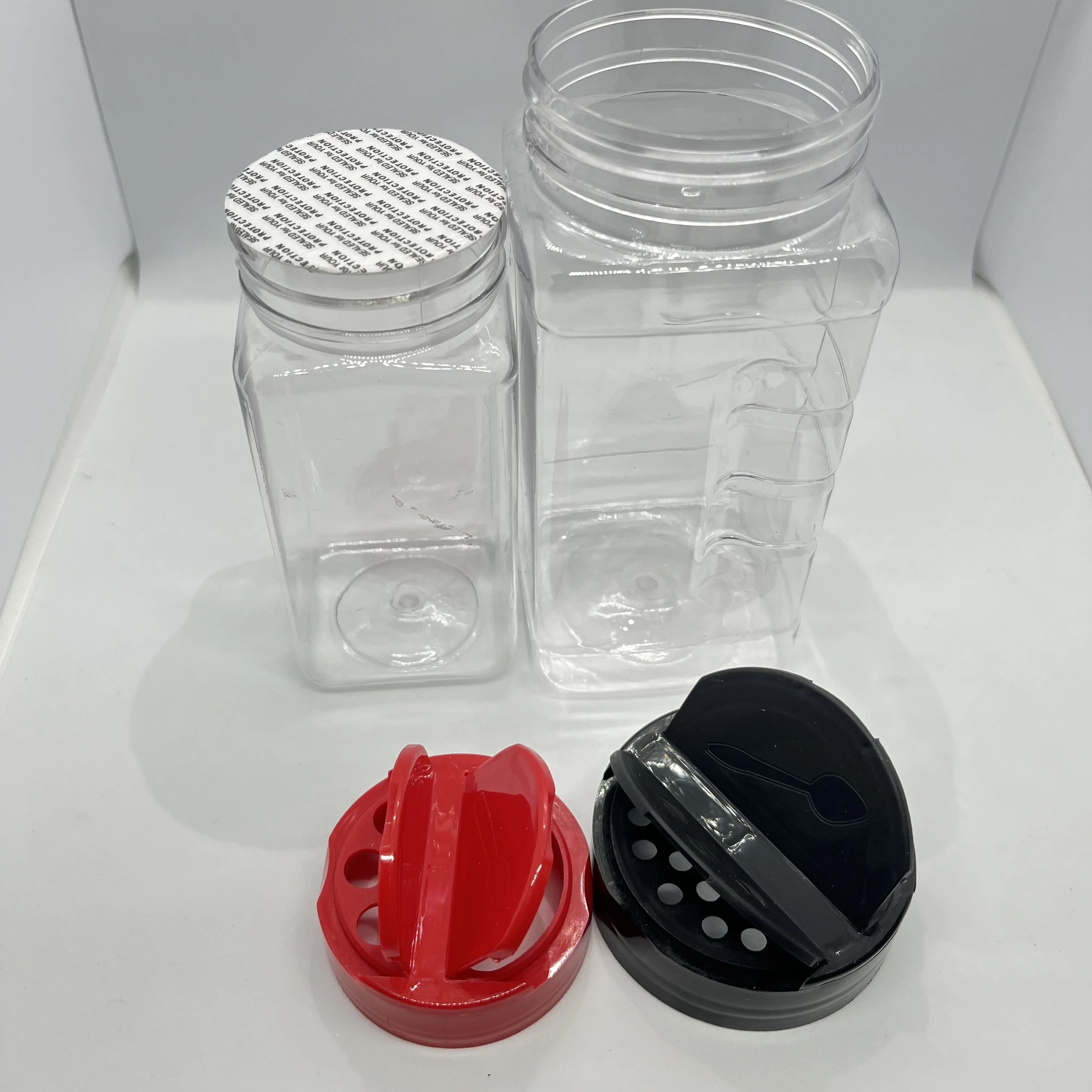 12/16 oz  Shaker Top  Square Spice Plastic Container with induction seal  Empty Square Plastic Seasoning Storage Jar