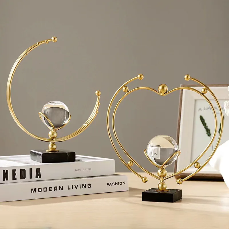 Wholesale modern Scandinavian iron light luxury creative crystal ball love metal crafts TV cabinet office decorative ornaments
