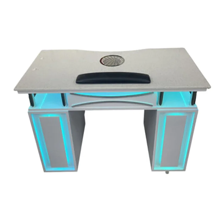Modern nail salon nail equipment with white gold-plated craftsmanship and large drawers luxurious nail table