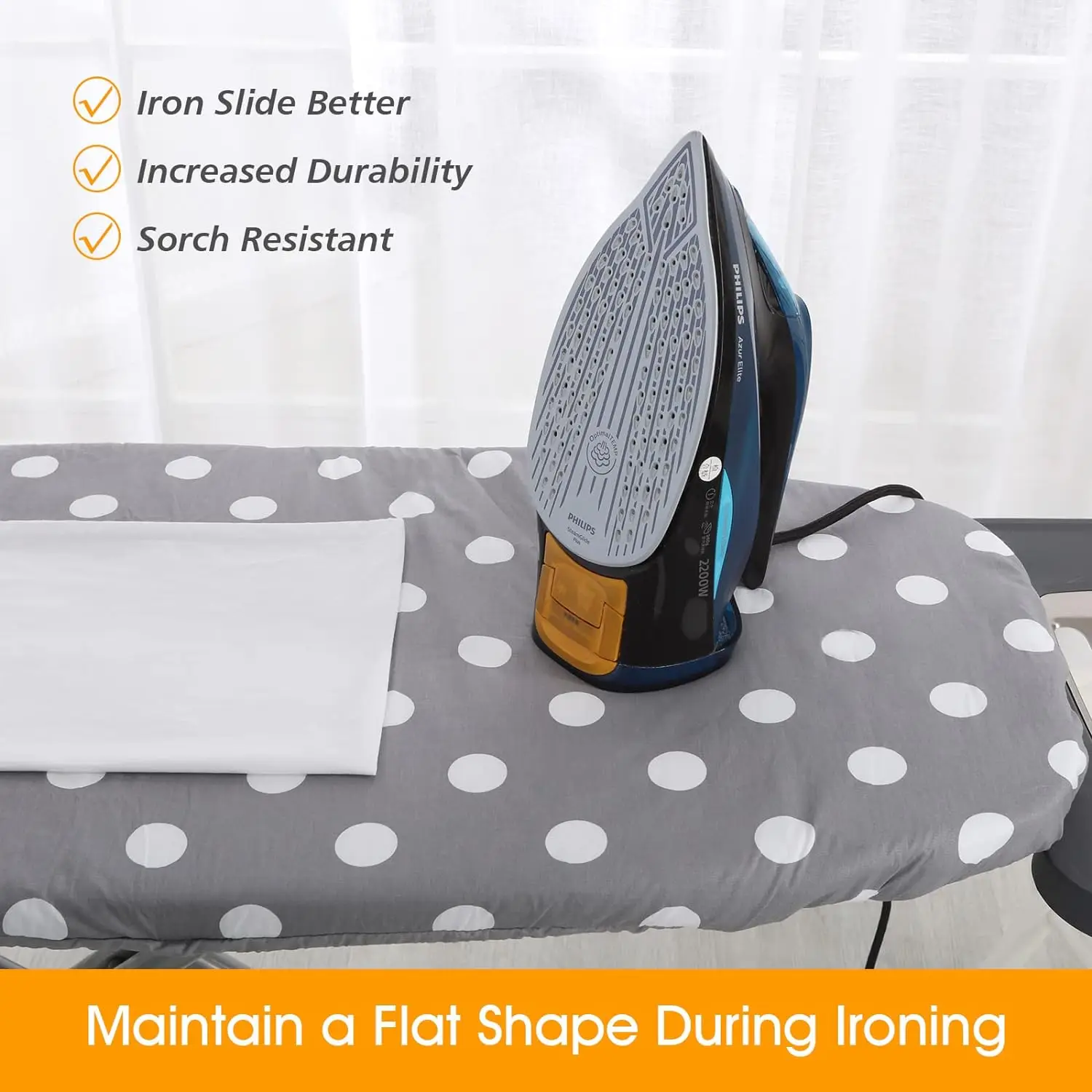 Ironing Board Cover with Extra Thick 7 mm Padding, 100% Cotton Covers Easy-Fit for Protecting Ironing Board Size Up to
