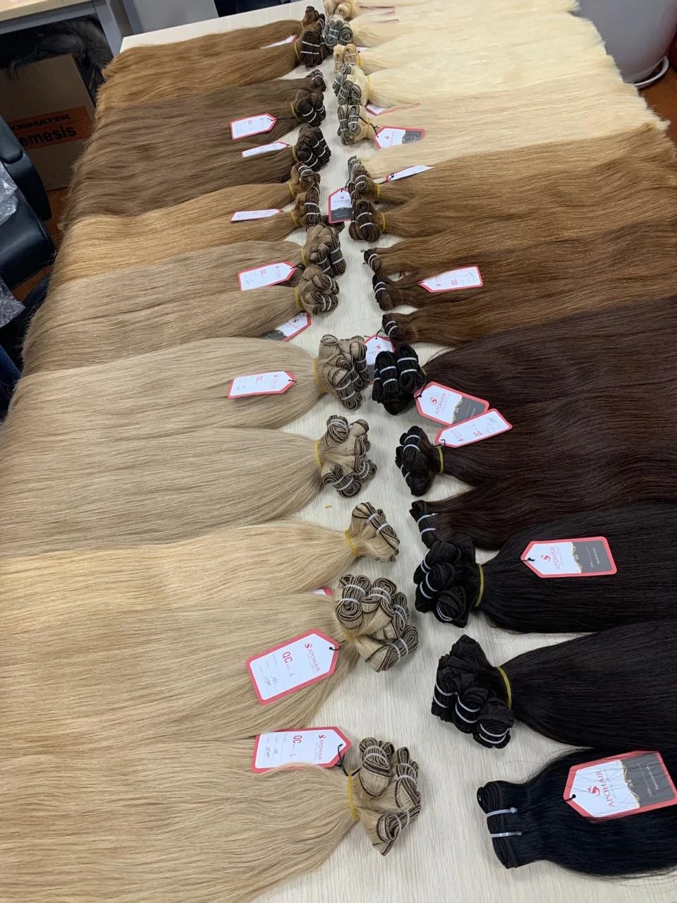 
100% Virgin Cuticle Aligned Human Hair Extension,virgin human hair wholesale double drawn quality, straight hair machine sewing 