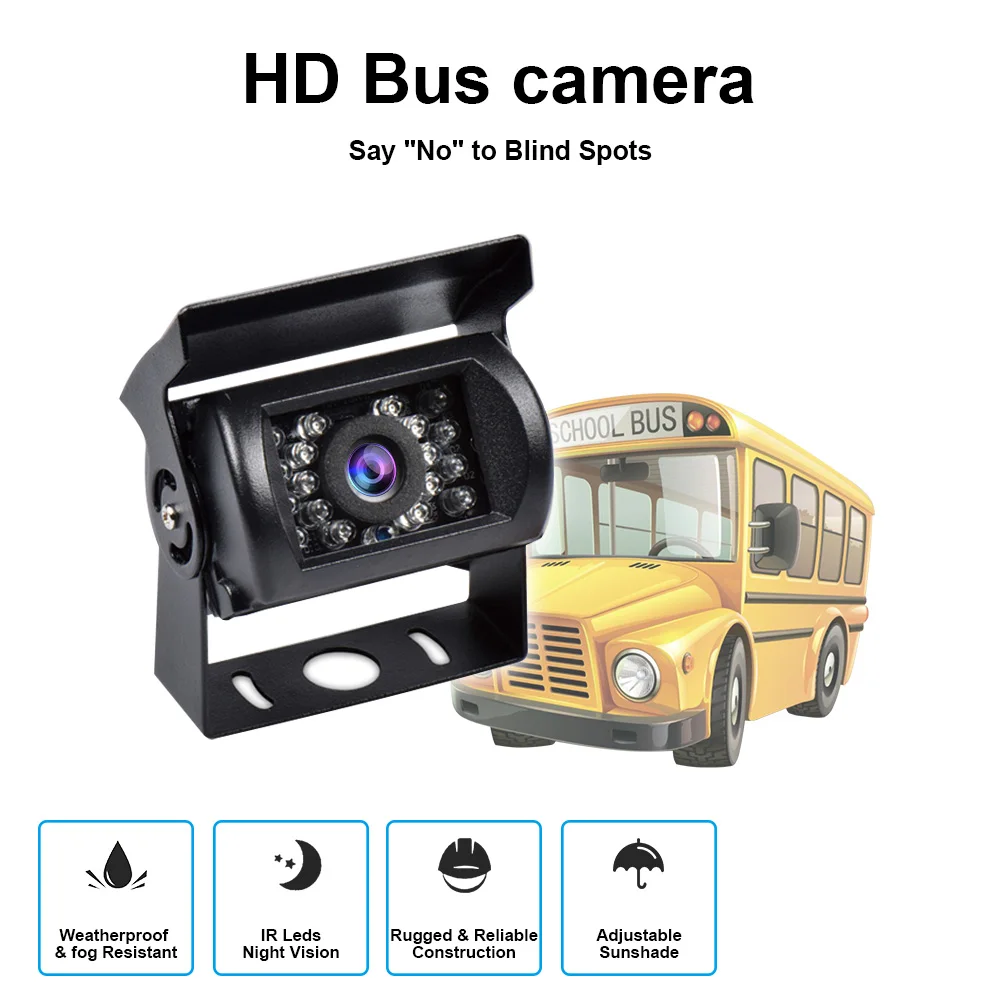 170 Degree Car Reversing Aid IP68 Waterproof Super Night Vision Bus Truck Rear View Camera for Car Parking