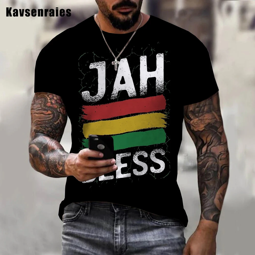 Рубашка с 3D принтом Jah Bless для мужчин летние короткие футболки Rastafari большого размера Haile Selassie от OEM и ODM 2022