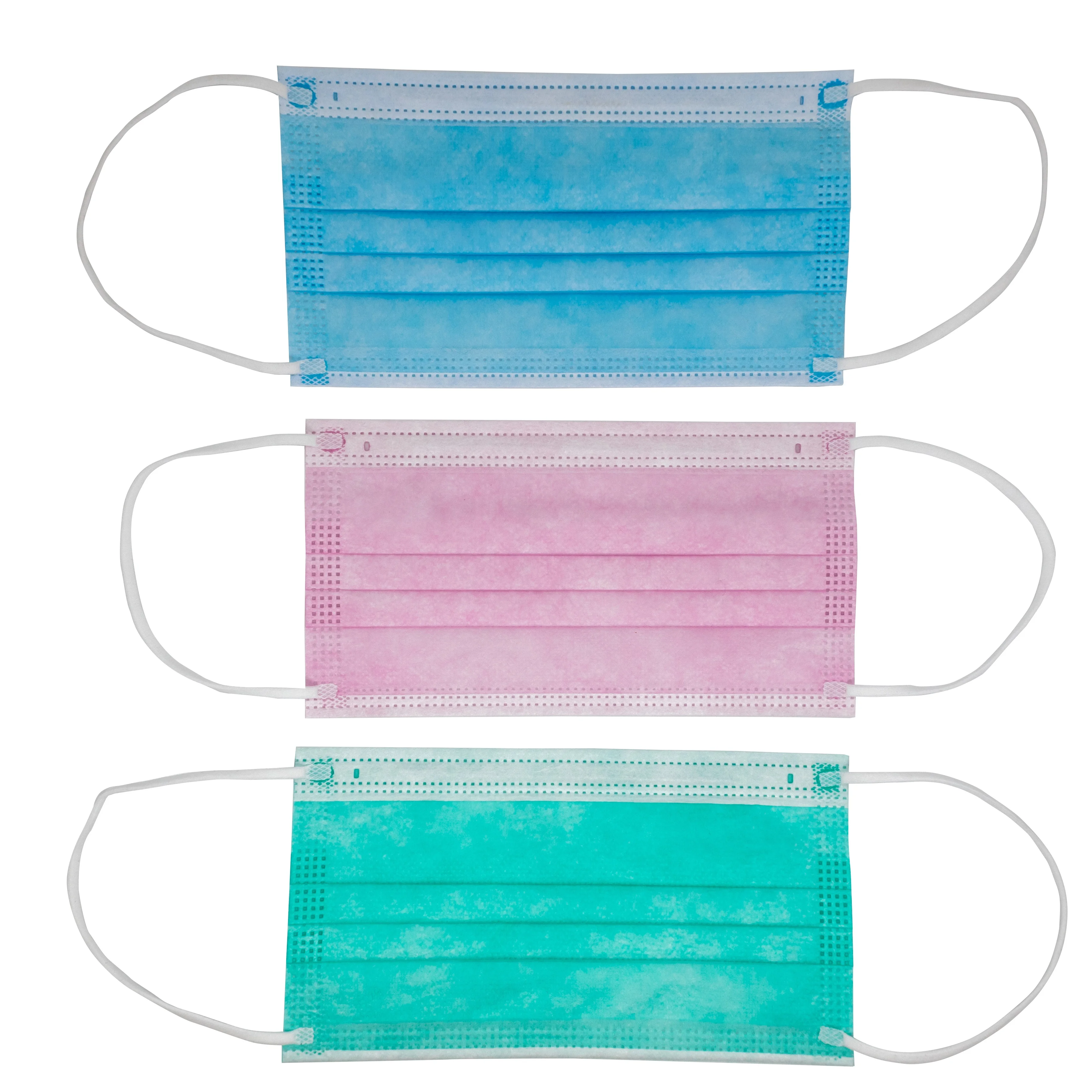 50Pcs/Box Breathable Nose Mouth Cover 3 Filter Layer Earloop Disposable Face Mask Nonwoven Face Mask Blue Color