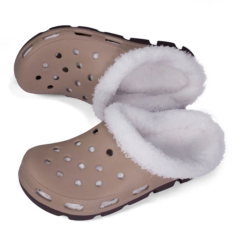 OEM мужские повседневные уличные меховые сланцы оптом унисекс эва теплые сандалии под заказ женские Мягкие плюшевые Кроксы из ЭВА