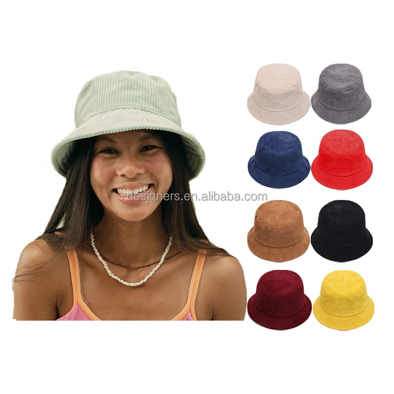 Custom Logo Solid color private label corduroy bucket hat