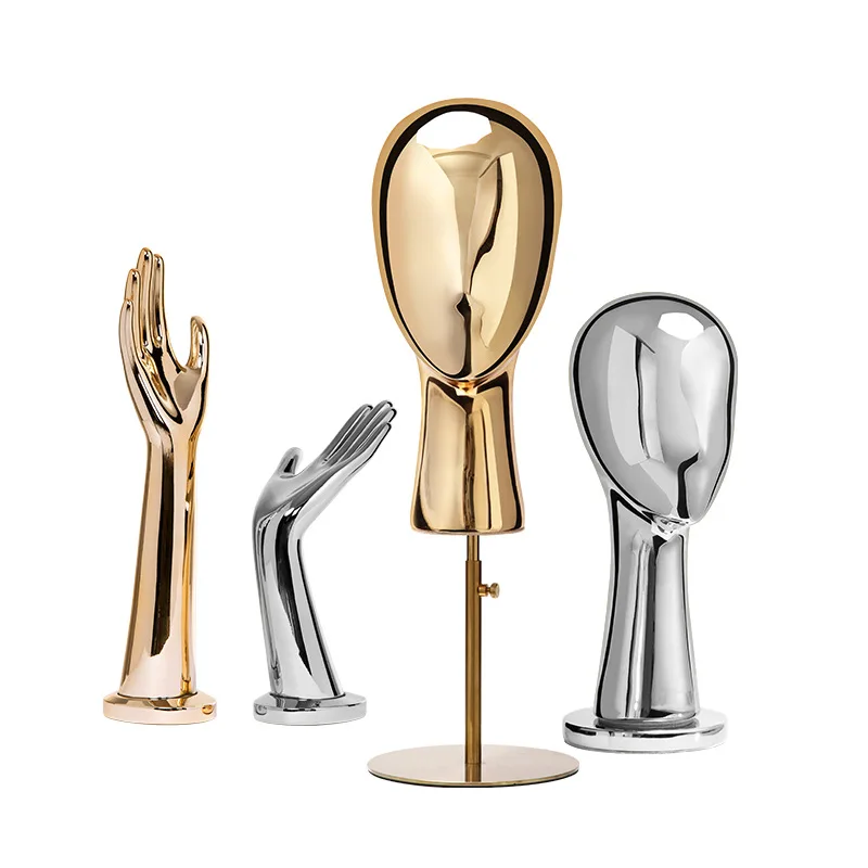 Манекен головы на штативе с регулируемой высотой шапка-парик демонстрация цвет абстрактный золотой серебряный