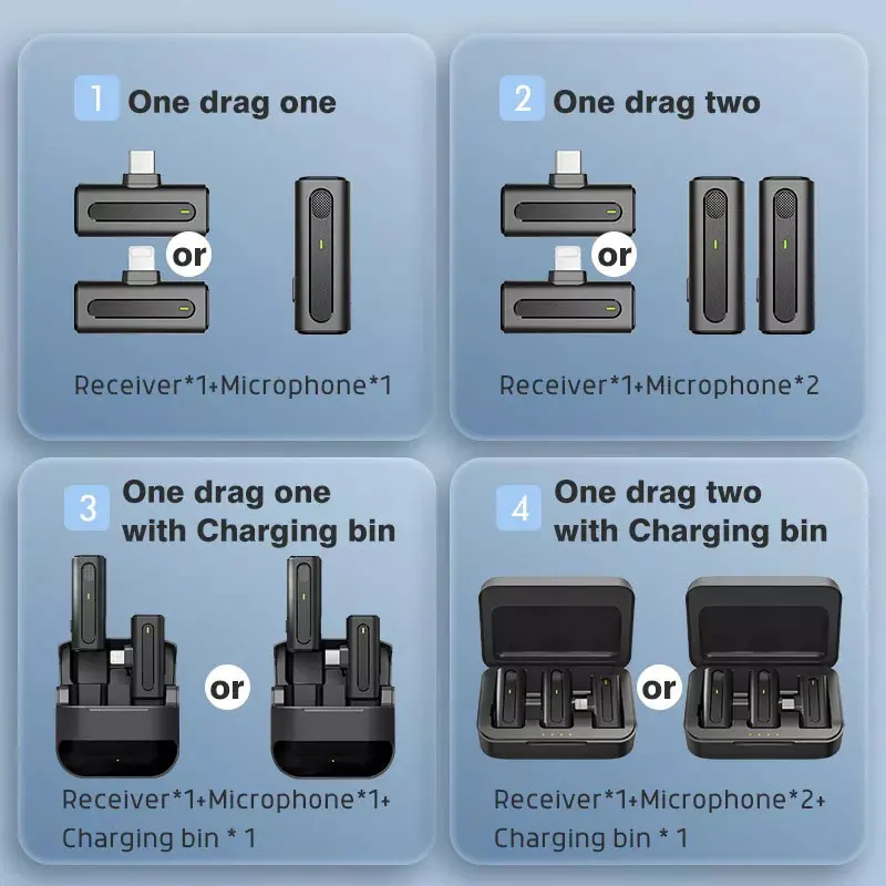 M9 M8 2.4G 1-to-2 Clip Lapel Lavelier Live Stream Wireless Lavalier Microphone In Case for Iphone mobile phone facebook ipad pro