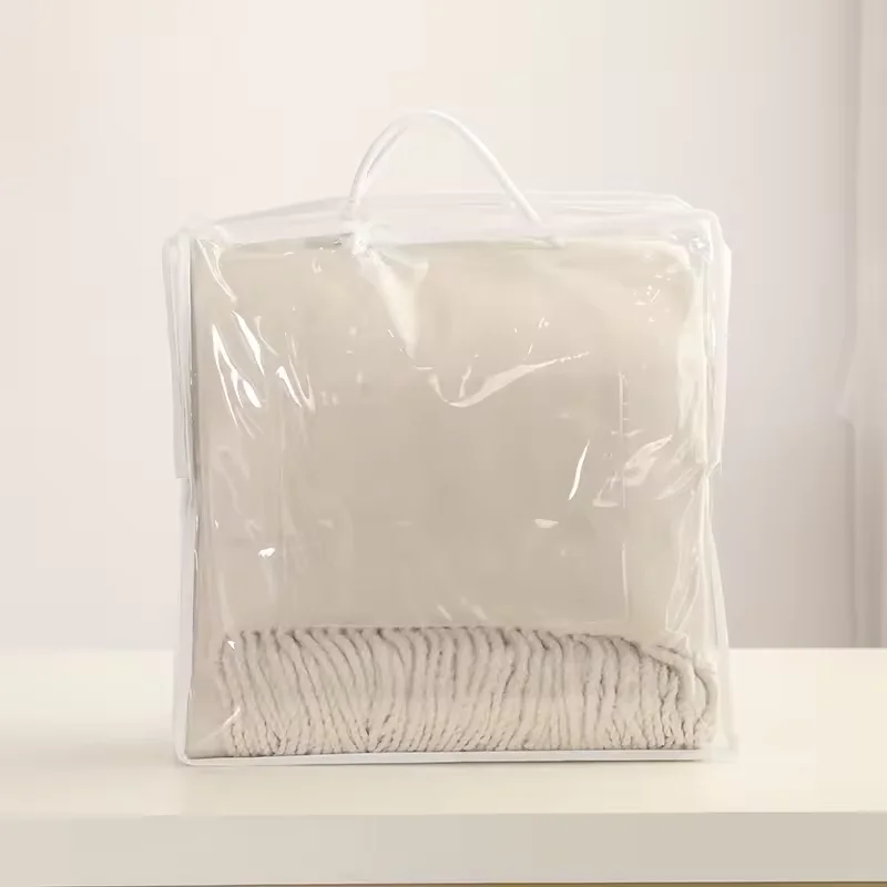 Wholesale Transparent PVC Plastic Zipper Bags for Pillow Quilt Packaging Bags with Handle Transparent Comforter Bag